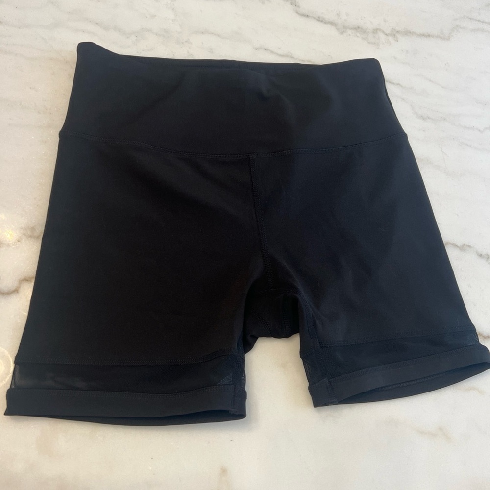 Ebb & Flow Women’s Biker Shorts Black Mesh Detail Size Medium Stretch